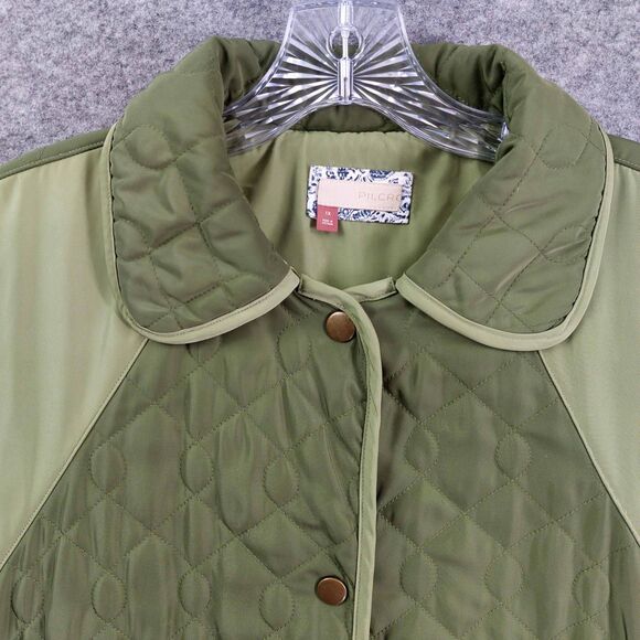 Anthropologie Pilcro Quilted Jacket Sz 1X Olive Green Oversized Cocoon Coat - Picture 6 of 14